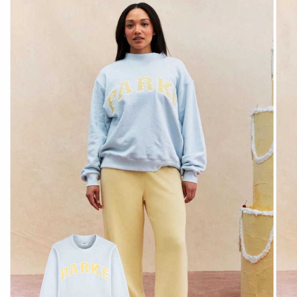 PARKE Varsity Mockneck Blueberry Lemon NWT